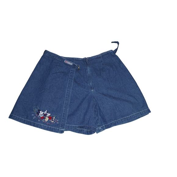 Vintage 90s Disney Store Mickey & Minnie Embroidered Denim Skort – Women’s Small - Picture 2 of 10
